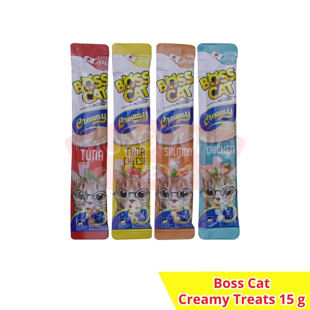 Boss Cat Creamy Treats 15g x 4 pcs- Snack Kucing
