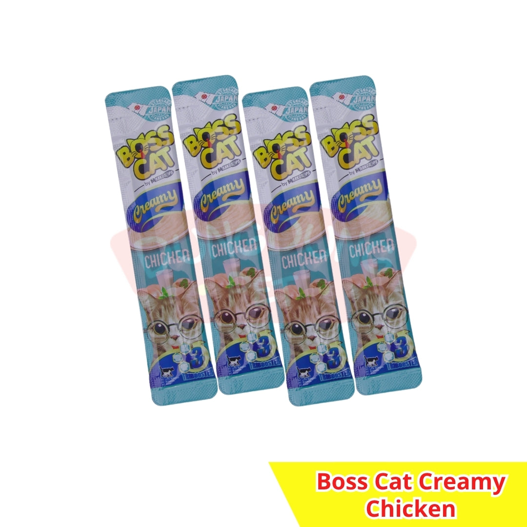 Boss Cat Creamy Treats 15g x 4 pcs- Snack Kucing