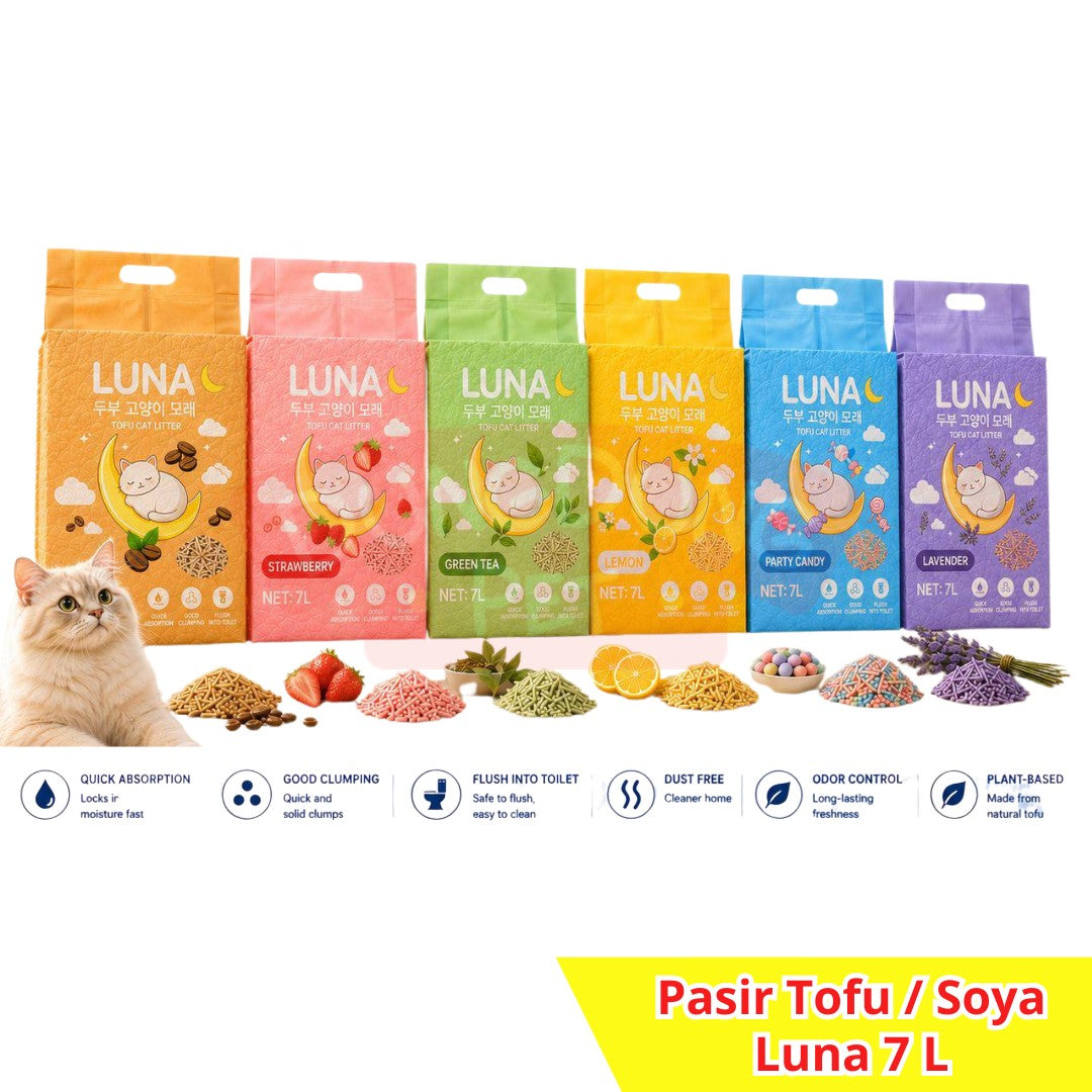 Luna Tofu Cat Litter 7L - Pasir gumpal wangi 7 L top markotops to the max